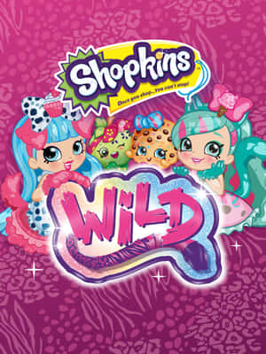Shopkins角色，擁有糖果頭髮和閃亮的野生標誌，在粉紅色豹紋背景上。 — 可愛 壁紙