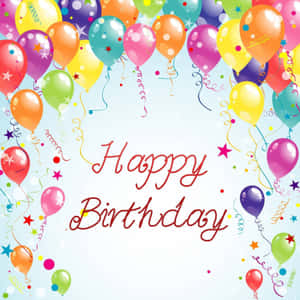 被氣球和五彩紙屑環繞的 Happy Birthday 祝福。 — iPad 第10代 壁紙