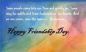 水彩背景，帶有關於友誼的引言和Happy Friendship Day訊息。 — 快樂 壁紙