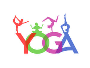 彩色瑜珈姿勢形成字母，拼出yoga — 健身動力 壁紙