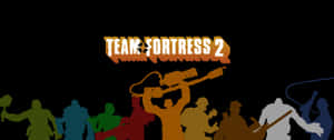 Team Fortress 2 標誌，帶有手持武器的彩色角色剪影。 — 酷炫遊戲 壁紙
