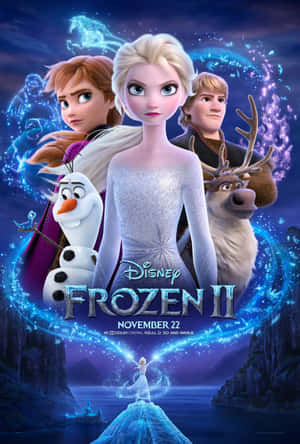 《冰雪奇緣2》電影海報， featuring 艾莎、安娜、雪寶、阿克和小斯在魔法冰雪景觀中。 — iPad (A16) 壁紙