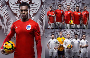 英格蘭國家足球隊身穿紅白球衣與足球合影。 — 運動 壁紙