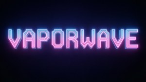 發光的霓虹招牌，以像素字體顯示「VAPORWAVE」文字。 — 蒸氣波 壁紙