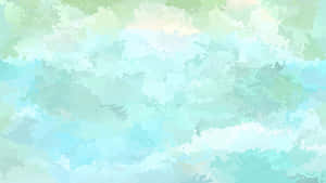 柔和薄荷和藍色調的抽象水彩背景 — 美麗的秋天 壁紙