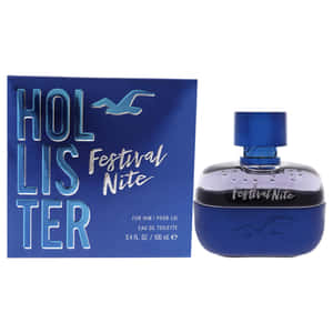 藍色Hollister Festival Nite男士香水瓶和包裝。 — Hollister 壁紙