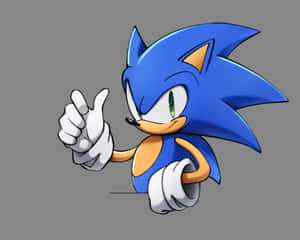 藍色刺蝟 Sonic 豎起大拇指，露出自信的笑容。 — 音速小子 壁紙