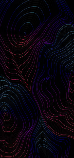 黑色背景上帶有發光藍色和紅色線條旋轉的抽象數位藝術 — iPhone 18 Pro 壁紙