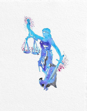 Lady Justice 以水彩風格手持天秤和劍。 — 慈悲 壁紙