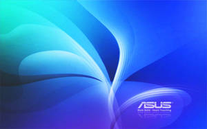 帶有 ASUS 標誌的抽象藍色和藍綠色漩渦數位藝術 — ASUS 壁紙