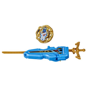 藍色和金色的Beyblade玩具發射器和陀螺，帶有龍圖案。 — iPad Pro 11 壁紙