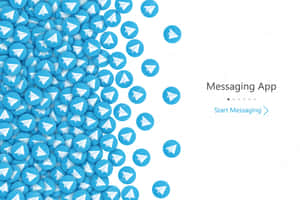藍色 Telegram 應用程式圖示以對角線流動，帶有「Messaging App」文字。 — 電訊 壁紙