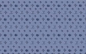 帶有重複 Louis Vuitton 字母組合圖案的藍色紋理布料。 — 藍色美學電腦 壁紙