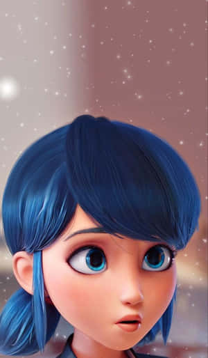 藍髮藍眼的動漫女孩仰望星空 — Galaxy Tab A11 壁紙