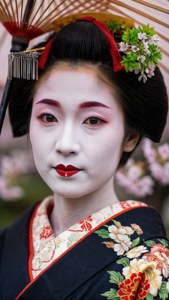 藝伎與櫻花的藝術肖像