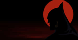 蝙蝠俠在夜間紅日下的剪影 — 未來蝙蝠俠 GIF 壁紙
