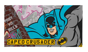 磚牆上的蝙蝠俠漫畫藝術壁畫，帶有塗鴉和『Caped Crusader』標誌。 — 蝙蝠俠 壁紙