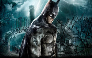 雷暴期間阿卡漢精神病院前的蝙蝠俠。 — 蝙蝠俠 4K GIF 壁紙