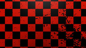 紅黑棋盤格與墨水飛濺 — 簡約暗黑美學 壁紙