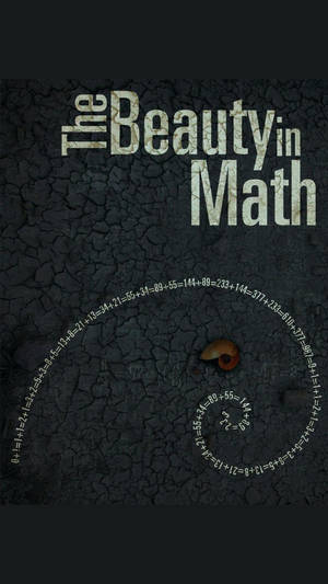 文字 The Beauty in Math 與方程式在裂開的地面上圍繞貝殼螺旋排列。 — 數學 壁紙