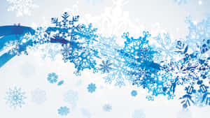 藍色和白色雪花圖案在冰霜背景上流動。 — 冬季風景 壁紙