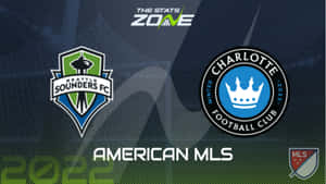 2022年比賽的西雅圖海灣者FC和夏洛特FC MLS球隊標誌。 — 標誌 壁紙