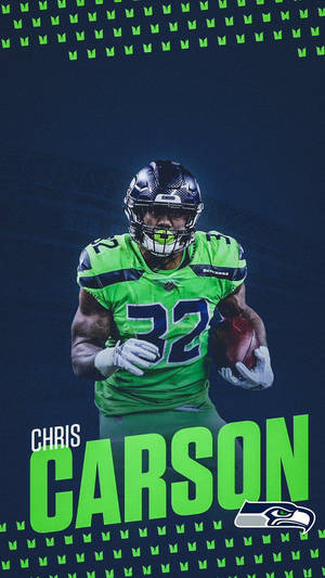 西雅圖海鷹隊球員Chris Carson身穿綠色球衣持球奔跑。 — 克里斯·馬汀 壁紙