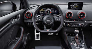 Audi 車內裝，黑色皮革紅色縫線，數位儀表板。 — 好看汽車 壁紙