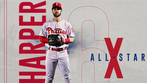 Bryce Harper 穿著費城人隊棒球制服，為全明星活動拿著手套。 — 布萊斯·哈波 壁紙