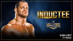 WWE 名人堂入選者 Chris Benoit，2017 屆，赤裸上身，深藍色背景上帶有金色文字。 — 運動 壁紙