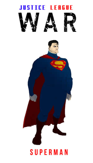 超人穿著經典服裝，上下方有「Justice League War」文字。 — 正義聯盟 壁紙