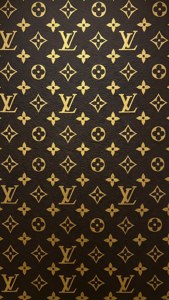 帶有金色 Louis Vuitton 字母組合和花卉圖案的棕色皮革。 — 品牌 壁紙