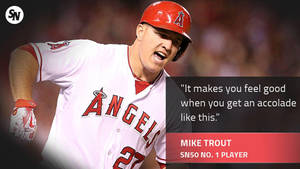 棒球選手Mike Trout在比賽中身穿天使隊球衣慶祝。 — Mike Trout 壁紙
