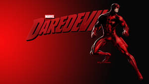 夜魔俠超級英雄身穿紅色戰衣奔跑，帶有Marvel標誌 — 夜魔俠 壁紙