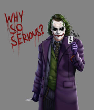 小丑手持一張撲克牌，上面有紅色文字「Why So Serious?」。 — Tecno Phantom V Fold2 壁紙