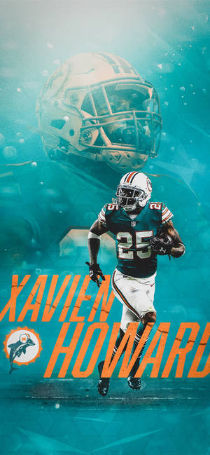 身穿青綠色球衣的足球運動員Xavien Howard在水下奔跑，頭盔漂浮在上方。 — Galaxy A56 壁紙