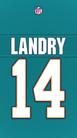 青綠色NFL美式足球球衣，印有球員名字Landry和14號。 — 邁阿密海豚 壁紙