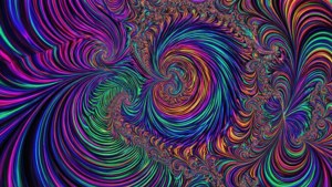 霓虹色彩中充滿活力的旋轉分形圖案創造出催眠般的數位漩渦。 — 數位藝術 壁紙