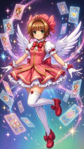 小櫻被透明卡牌環繞。 — 庫洛魔法使 壁紙