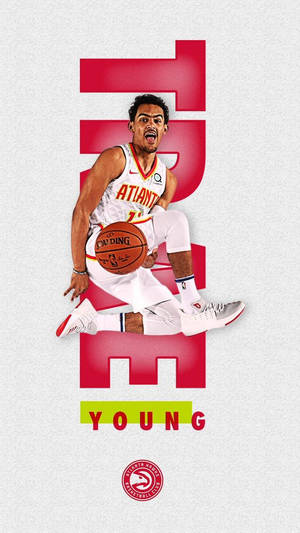 Trae Young身穿亞特蘭大老鷹隊球衣，帶著強烈的表情運球。 — 克里夫蘭騎士隊 壁紙