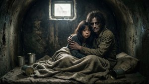 兄妹們在黑暗的防空洞中擠在一起 — 螢火蟲之墓 壁紙