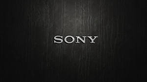 黑色皮革紋理上的銀色 Sony 標誌。 — Sony 壁紙