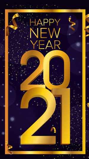 新年快樂 2021 祝福，金色文字和五彩紙屑在深藍色背景上。 — 新年快樂 2020 壁紙