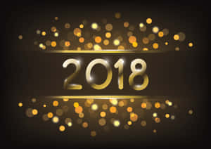 金色2018年文字配閃爍燈光用於慶祝 — 昏暗 壁紙