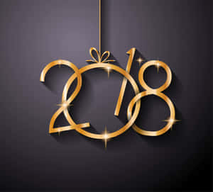 深色背景上帶閃光的金色2018掛飾 — 中性 壁紙