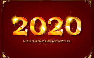 金色2020文字在紅色背景上閃爍，用於新年慶祝。 — 新年快樂 2020 壁紙