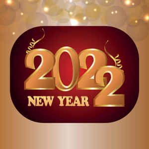 金色2022年新年圖案，在栗色橢圓形上帶有節日漩渦。 — 新年快樂 2020 壁紙