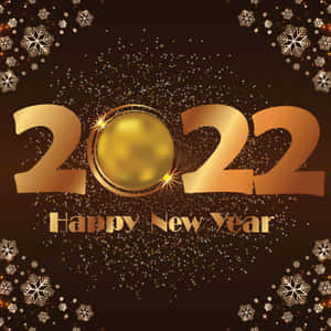 金色2022年新年祝福，帶有雪花和亮片。 — 新年快樂 2020 壁紙