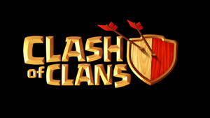 Clash of Clans遊戲標誌，帶有盾牌和箭頭，背景為黑色。 — 遊戲玩家標誌 壁紙