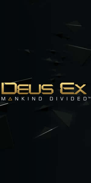 Deus Ex標誌在黑暗背景上帶有漂浮的黑色碎片 — 電玩遊戲 GIF 壁紙